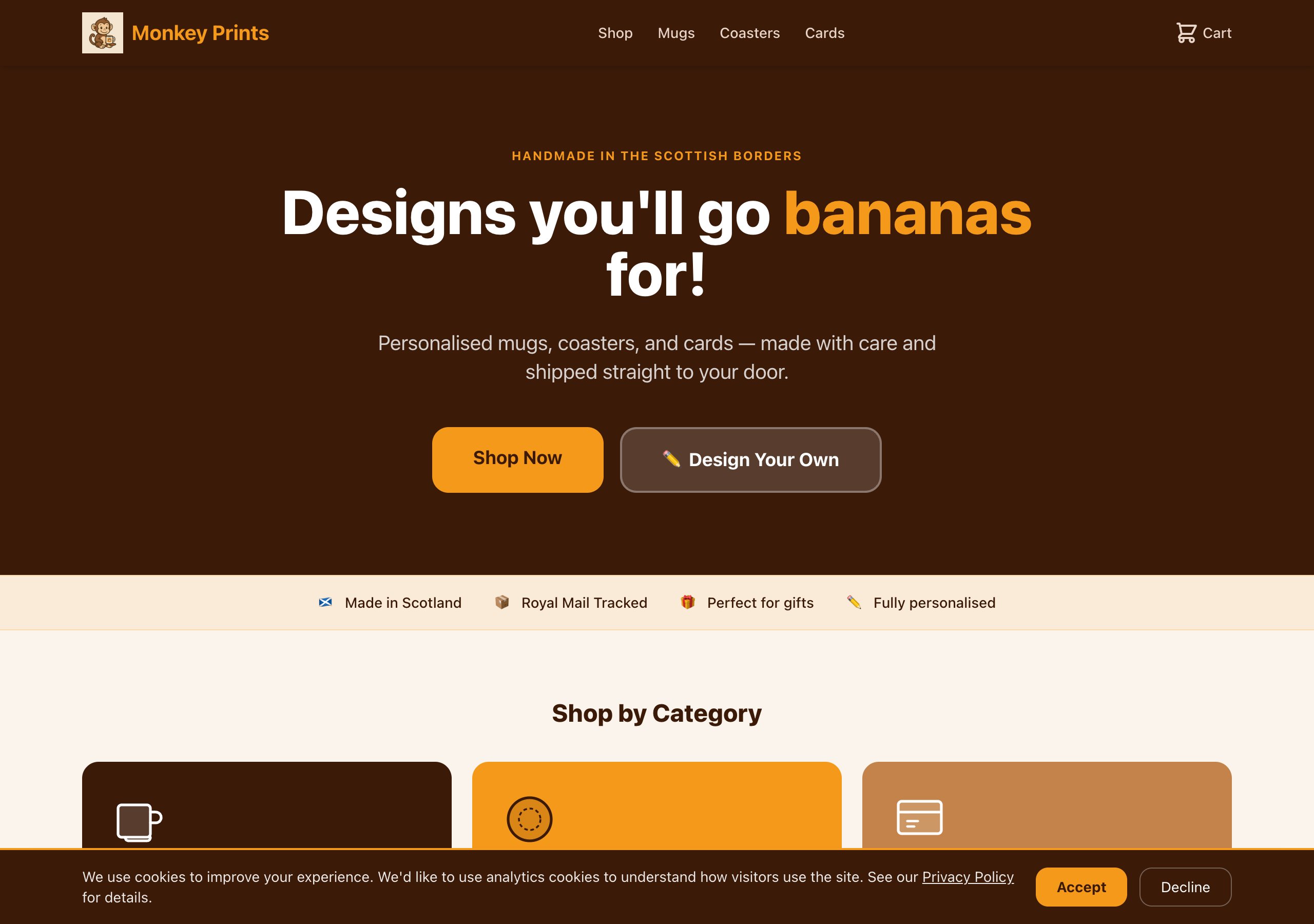 Monkey Prints website screenshot