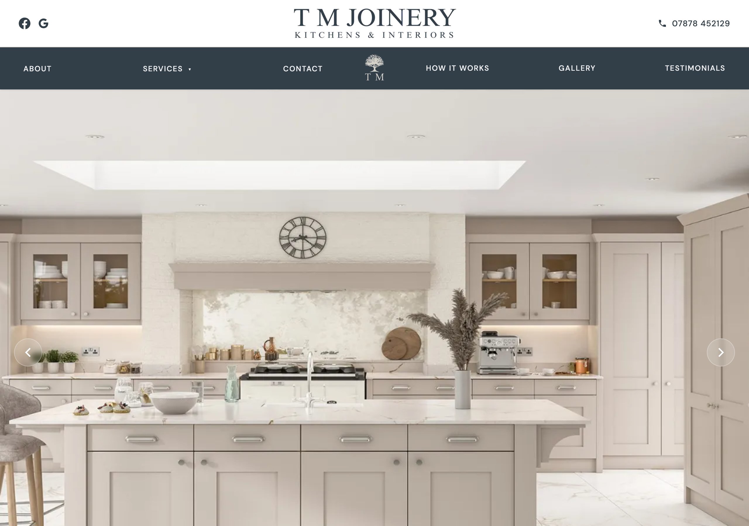 T M Joinery website screenshot